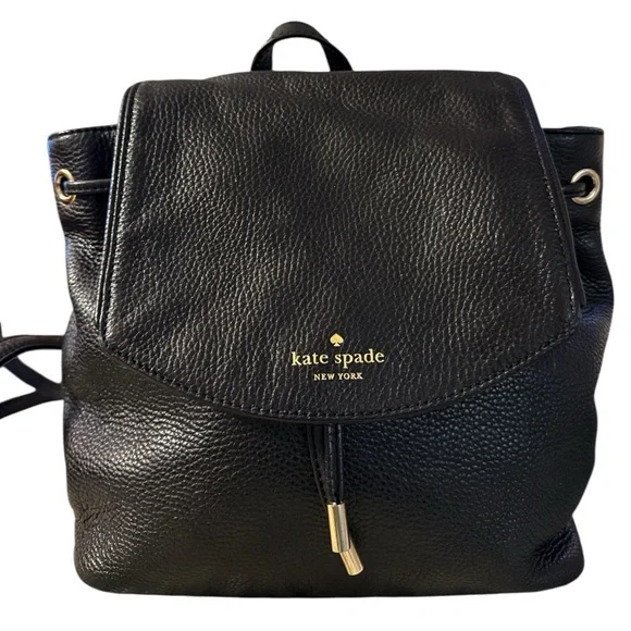 Kate Spade Black Pebbled Soft Leather Backpack Mulberry Street Breezy Small Bag - Picture 2 of 14